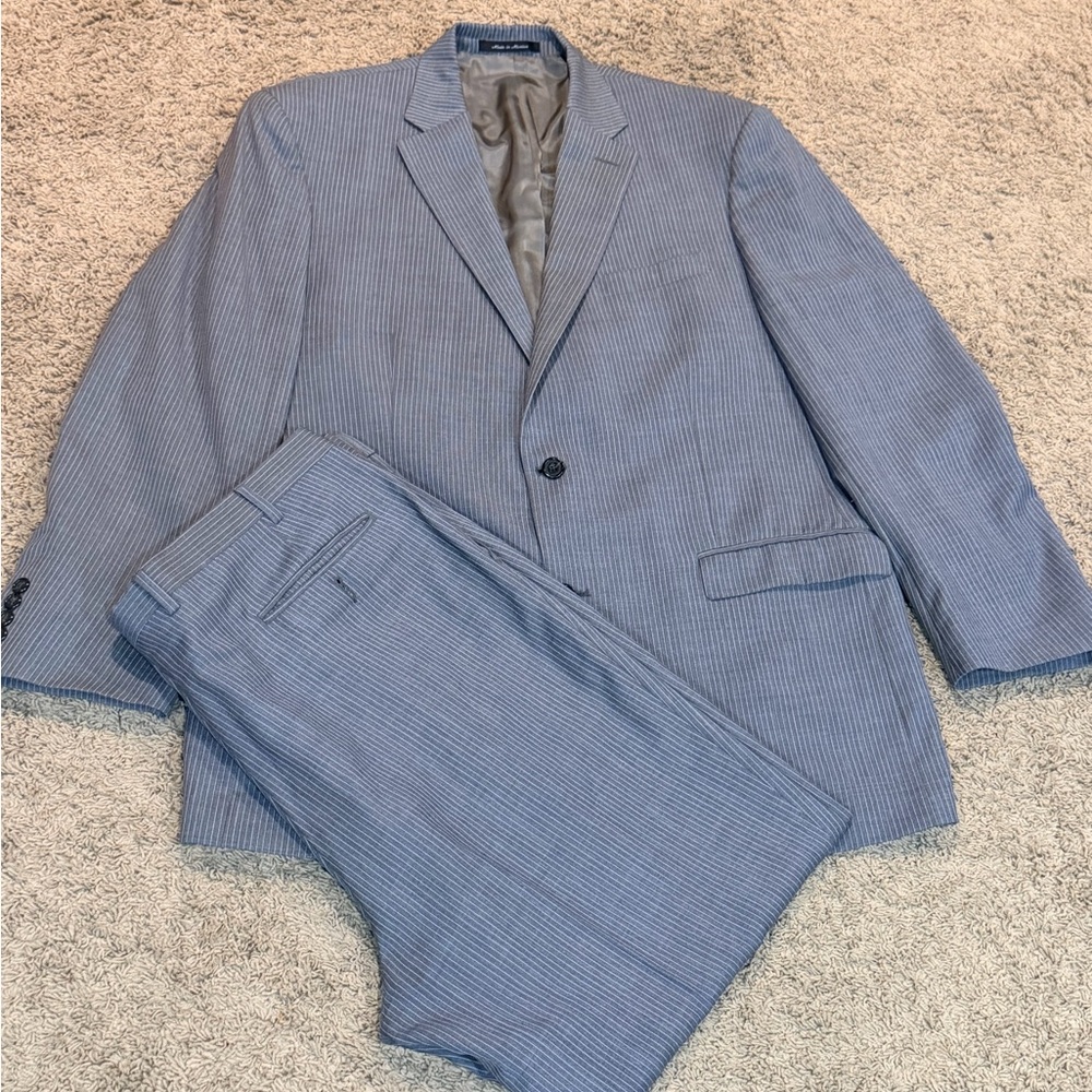 Ralph Lauren Lord & Taylor 2pc Suit Men’s 48R Gray Pinstripe Wool Pants 36x32